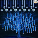 Enhon 2 Pack Meteor Shower Snowflake Lights Outdoor with Timer, Total 480 LED 12in 16 Tube Connectable Waterproof Meteor Rain Drop Christmas Light with Snowflake for Xmas Tree Roof Garden(Blue) by GreenHaven Gardens