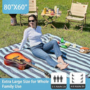 HX&OD Outdoor Picnic Blanket Extra Large, 80''*60'' Waterproof Picnic Mat with Stakes Foldable Camping Blanket Portable with Carry Strap for Beach Mat (Green& White, 80''*60'') by TinyTreasures Baby Boutique