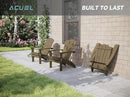 Set of 4 Folding Adirondack Chairs, Heavy Duty Weather-Resistant Patio Chairs with Wide Armrests & Ergonomic High Back, HDPE Fire Pit Seating for Backyard, Garden, Porch - Light Brown by GreenHaven Gardens