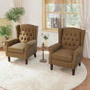 Lumibee High Back Accent Chair Set of 2,Upholstered Wingback Armchair with Solid Wood Legs for Small Spaces,Comfy Single Sofa Chair for Living Room,Bedroom,Office-Brown by CozyNest Decor