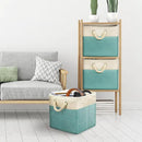 SIMPLE HOUSEWARE Fabric Storage Cubes, 13" x 13" Storage Bin, 3 Pack, Turquoise by CozyNest Decor