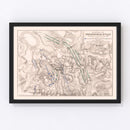 Vintage Map of the Battle of Preussisch-Eylau, 1807