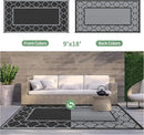 GENIMO 9' x 18' Outdoor Rug Waterproof for Patio, Foldable Reversible Plastic Straw Area Rugs Mat for Rv Decor, Outside Carpet for Camper, Deck, Picnic, Beach, Balcony, Porch, Black & Grey by GreenHaven Gardens