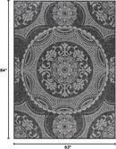 Medallion Outdoor Rug 5x7 Washable Outside Carpet for Indoor Patio Porch Waterproof Easy Cleaning Non Shedding Area Rugs Dark Gray 5 x 7 by CozyNest Decor