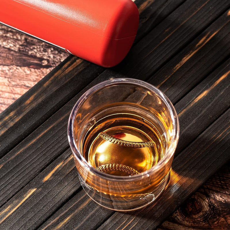 The Wine Savant Baseball Whiskey Glass - 12oz Whiskey Glass Perfect for Any Occasion, Baseball Lovers, Baseball Gifts, Baseball Themed Party, Baseball Birthday Gift Set (4)