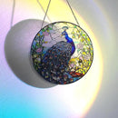 7.8'' Peacock Decor Suncatcher Stained Glass - Originally Designed Peacock Suncatchers for Sun Catchers Indoor Window | Gifts for Peacock Lovers Painted Glass Panel Decor Themed Gift by GreenHaven Gardens