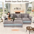 108" U Shaped Couch, Modular Sectional Sofa, 3-Seater Comfy Cloud Couch with Movable Ottoman, Deep Seat Couches for Living Room, Chenille, Slate by CozyNest Decor