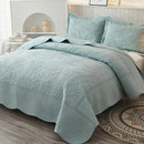 MarCielo 3-Piece 100% Cotton Oversized Bedspread Lightweight Quilt Coverlet Embroidery Farmhouse Bedding Set T0 (Aruba Blue, Oversized Queen (100"x106")) by CozyNest Decor