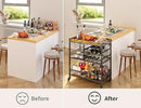Gizoon Bar Cart, 3 Tier Coffee Cart with Lockable Wheels, 12-Bottle Wine Rack, and Hanging Glass Holder, Kitchen Rack with Removable Tray, for Kitchen, Dining Room, Entertaining, Club Party,Retro by CozyNest Decor