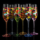 Stained Glass Champagne Flutes Set Of 6 Hand Painted Mouth Blown 7 Ounce Colorful Re by The Wine Savant