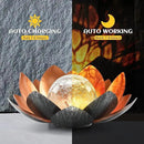 Outdoor Solar Lights, Garden Decor, Crackle Glass Globe, Waterproof Metal Lotus Flower Light for Patio, Lawn, Walkway, Tabletop, Ground by GreenHaven Gardens