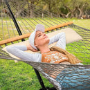 SUNCREAT Rope Hammock with Stand Included, Portable Double Hammock with Soft Pillow, Gray by GreenHaven Gardens