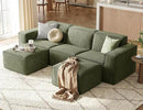 LINSY HOME Modular Sectional Sofa, 105" Boneless Couch U Shaped 3-Seat Sofa with 2 Ottomans, Corduroy Sectional Cloud Couches for Living Room, No Assembly Required, Green by CozyNest Decor