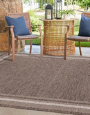 Unique Loom Outdoor Border Collection Area Rug - Soft Border (13' Square, Brown/ Ivory) by GreenHaven Gardens