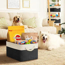 SIMPLE HOUSEWARE Large Fabric Storage Bin, 15.7" x 12" with Braided Handles, 3 Pack, Black by CozyNest Decor