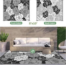 GENIMO Outdoor Rug Waterproof for Patio Decor, 8' x 10' Reversible Plastic Straw Floral Camping Carpet, Large Area Rugs Mats for RV, Camper, Deck, Balcony, Porch, Beach, Picnic, Mix-Black & White by CozyNest Decor