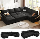 108 Inch Modular Sectional Sofa with Pull Out Bed,U Shaped 7 Seat Sectional Sleeper Sofa with Storage,Sectional Couches for Living Room,Cloud Modular Couch,Removable Sofa Cover,Black by CozyNest Decor