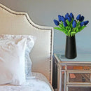 Mandy's Artificial Tulips 20 Stems Navy Blue PU Faux Flowers for Wedding Home Decor 13.5 Inch by CozyNest Decor