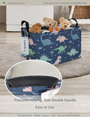 Rectangular waterproof laundry basket,foldable storage basket,laundry Hampers with handle,gift basket,suitable for children's room and toy storage (Blue Dinosaur) by TinyTreasures Baby Boutique