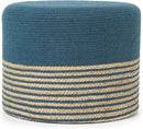 REDEARTH · Cylindrical Pouf Foot Stool Ottoman - Jute Braided Pouffe Poof Accent Sitting Footrest for Living Room, Bedroom, Nursery, Patio, Lounge & Other Rooms (Teal Natural, 18"x18"x14") by CozyNest Decor