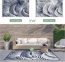 GENIMO Outdoor Rug 5' x 8' Waterproof for Patio Clearance, Reversible Plastic Straw Camping Carpet, Lightweight Mats for Rv, Backyard, Deck, Porch, Picnic, Beach, Balcony, Blue & White by CozyNest Decor