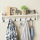 BAMEOS 35" L Wall Hooks with Shelf, Entryway Coat Hooks for Wall with Shelf, Wood Wall Hanging Shelf, Wall-Mounted Coat Rack with 7 Dual Metal Hooks for Bathroom, Kitchen, Living Room, Bedroom (White) by CozyNest Decor
