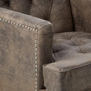 Christopher Knight Home GDFStudio Medford Brown Tufted Club Chair, Fabric Accent Chair with Studded Nailhead Accents by CozyNest Decor