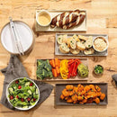 Home Beets Neutral Colored Ceramic Serving Platters (14 x 6 Inch Rectangle Plates) Serving Dishes for Entertaining, Food, Appetizers, Desserts, Cheese Board, Charcuterie, Sushi - Set of 4 Party Trays by CozyNest Decor
