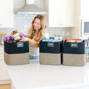 NaturalCozy 13x15x13 Kallax Storage Cubes Bins, 3 Pack | Cotton Rope Cube Storage Bin Woven Baskets for Organizing | Kallax Insert Storage Baskets for Shelves Organizer, Kids Toy, Closet Baby Nursery by TinyTreasures Baby Boutique