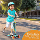 Aqua Orange 3 Wheel Scooter with Seat for Kids – Light-Up LED Wheels, Adjustable Handlebar and Seat, Smooth PU Wheels, Wide Anti-Slip Deck, Rear Foot Brake – Toddler Outdoor Toys for Ages 2+ by TinyTreasures Baby Boutique