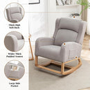 Rocking Chair Nursery, Nursing Rocking Chairs for Mom Nursery, Comfy Wingback Glider Rocking Armchair with Foot Rest and Side Pocket for Nursery Living Room Bedroom, Teddy Grey by TinyTreasures Baby Boutique