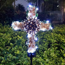 38inch Solar Cross Garden Lights Outdoor Decorative - Solar Metal&Glass Cross Apricot Hydrangea Flower Stake Lights- Waterproof 20 White LED for Remembrance Gifts & Sympathy Gifts by GreenHaven Gardens