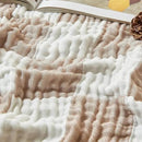 EMME Checkered Cotton Blanket Twin Large 60"x80" 100% Muslin for Couch Breathable Cooling Gauze All Season Soft and Lightweight Pre-Washed (Light Tan) by CozyNest Decor