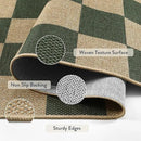 Lahome Checkered Easy Jute Dining Room Rug, 5x7 Indoor Outdoor Rugs for Patio Living Room, Neutral Checkerboard Non Slip Low Pile Green Carpet for Bedroom Office Backyard by CozyNest Decor