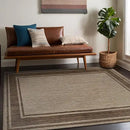 Beverly Rug Outdoor Rug 6x9 Modern Bordered Area Rugs for Indoor and Outdoor Patio Deck Porch Garden Waterproof Weather Sun Resistant Washable Outside Carpet (6 x 9 Jute) by GreenHaven Gardens