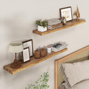 Axeman 40 inch Floating Shelves for Wall - 8'' D Live Edge Rustic Solid Elm Wood Floating Shelves Wall Mounted, Wall Shelves with Invisible Bracket for Living Room Bedroom Kitchen, 1 Pc Natural by CozyNest Decor