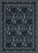 Joydeco Machine Washable Area Rugs 5x7, Boho Floral Rug for Bedroom Non Slip, Soft Forest Botanical Low-Pile Floor Indoor Throw Carpet for Living Dining Room Dorm Office, Blue-Black by TinyTreasures Baby Boutique