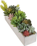 MyGift Faux Succulent Plant Arrangement in 12-Inch Gray Cement Pot by CozyNest Decor