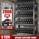 Raybee Storage Shelves 2000LBS Garage Shelving Heavy Duty, 5-Tier Adjustable Garage Shelves, Metal Shelving for Garage, Basement, Warehouse, Pantry, 72" H x 31.5" W x 16.5" D, Black by GreenHaven Gardens