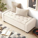 48" Ottoman with Storage, Storage Ottoman Bench with Safety Hinge, Upholstered Entryway Bench with Seating for Bedroom, Living Room, Holds up to 330 lb, Beige by CozyNest Decor