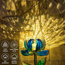 Huaxu Solar Outdoor Lights 35.4In Garden Decor Flower Wind Spinners,Waterproof LED Crackle Glass Globe Blue Lotus Art Metal Stake for Lawn Patio Pathway Yard Porch Driveway Decorations Gift by GreenHaven Gardens