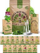 Organo Republic 15 Lettuce & Salad Greens Seeds Variety Pack 17700+ Non-GMO Heirloom Lettuce Seeds for Indoors & Outdoors Garden, Hydroponics, Aerogarden - Arugula, Kale, Spinach, Swiss Chard, Lettuce by GreenHaven Gardens