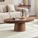 Modern Oval Coffee Table with Wood Pedestal,47.24" Farmhouse Center Table for Living Room, Ellipse Coffee Tables Tea Table for Bedroom, Apartment-Walnut by CozyNest Decor