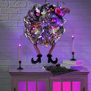 Lulu Home Halloween Front Door Wreath, Purple LED Lighted Witch Hat Wreath, Battery Operated, NOT PRELIT by CozyNest Decor