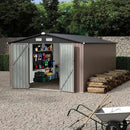 10x14 FT Metal Storage Sheds Outdoor, Metal Yard Sheds Garden Shed Kit, Metals Tool Shed with Lockable Door, Metals UtilityShed Buildings with Air Vent for Backyard Garden Patio Lawn by GreenHaven Gardens