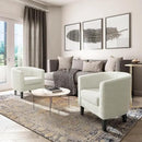 BELLEZE Accent Barrel Chair Set of 2, Linen Round Chair Club Tub Sofa Corner Chair with Flared Legs and Cozy Soft Padding for Living Room Bedroom Waiting Room - Teddy White by CozyNest Decor