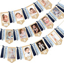 pinkblume 1st Birthday Burlap Photo Banner Garland Handmade Felt from Newborn to 12 Months with Dusty Blue Gray Ribbon for Baby Boy Girl Monthly Milestones First Birthday Party Decoration Supplies by TinyTreasures Baby Boutique