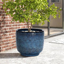 LuxenHome 15.5" Dia Large Ceramic Pots for Plants, Ocean Blue Glazed Planters for Outdoor Plants, Round Indoor Flower Pots with Drainage Hole and Rubber Plug for Home Garden Patio by CozyNest Decor