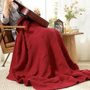 Amélie Home Chenille Knit Throw Blanket for Couch, Checkered Texture Decorative Soft Blanket for Sofa, Bed & Living Room, 50"x60", Red by CozyNest Decor