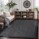 CAMILSON Indoor Outdoor Rug, 5x7 Bordered Dark Grey Black Modern Area Rugs for Indoor and Outdoor Patios, Kitchen and Hallway Mats, Washable Porch Deck Outside Carpet (Bordered Black, 5 x 7) by GreenHaven Gardens